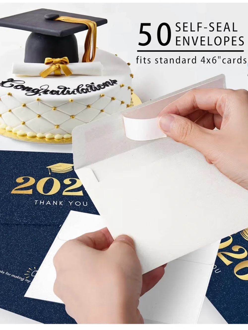 2026 Gold & Navy Graduation Thank You Cards - 20